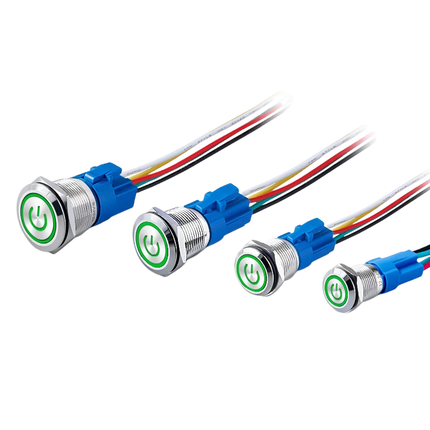 LED Drucktaster 16mm Metall 5V 12V 24V Ein Aus Taster