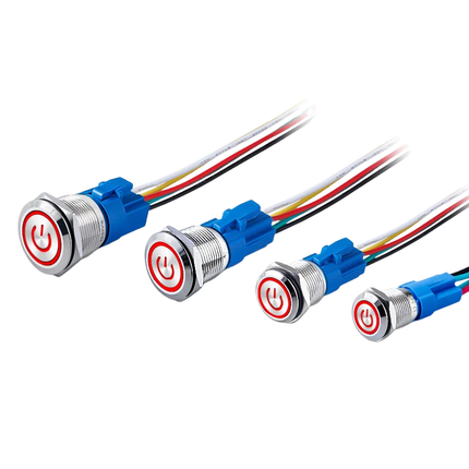 LED Drucktaster 16mm Metall 5V 12V 24V Ein Aus Taster