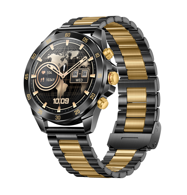 Fenix GX1 Pro Smartwatch Damen Herren Schwarz Gold Fitness Tracker AMOLED