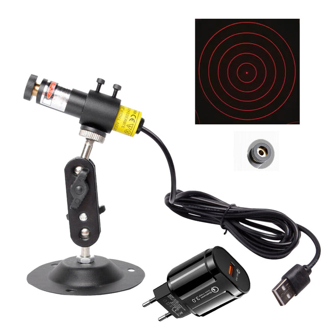 USB Laser Modul  5 mW fünf konzentrische Laserringe Five Ring mit Halterung & USB-Netzteil