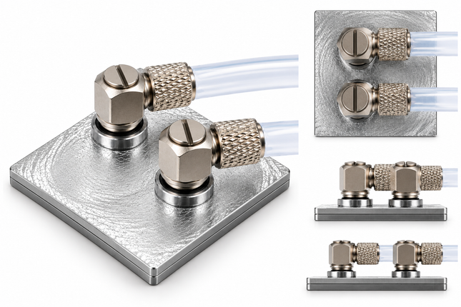 Aluminium Wasserkühlplatte 30x30mm M6 mit 1m Schlauch 4x6mm
