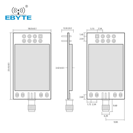 5 Km Reichweite NRF24L01P 2,4 GHz PA LNA 27dBm Drahtlose Modul SPI Antenne SMA-K