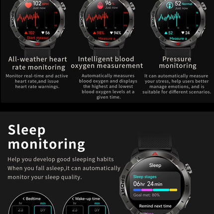 GZ6 GPS Smartwatch – AMOLED Outdoor-Uhr mit Navigation, Höhenmesser & Kompass Multisensor Uhr mit AI-Sprachsteuerung & Umwelt