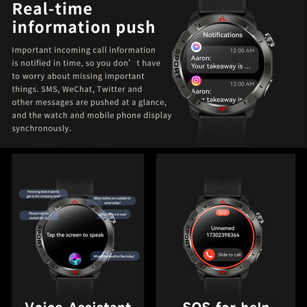 GZ6 GPS Smartwatch – AMOLED Outdoor-Uhr mit Navigation, Höhenmesser & Kompass Multisensor Uhr mit AI-Sprachsteuerung & Umwelt
