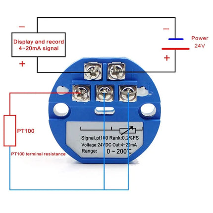 PT 1000 RTD Temperatur Transmitter Modul 4–20mA / 0–10V  Bereich −50~300°C  DC24V Sensor Signalwandler