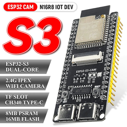 ESP32-S3 N16R8 CAM Development Board 16MB Flash 8MB PSRAM für OV2640 OV5640 Kamera USB-C WiFi