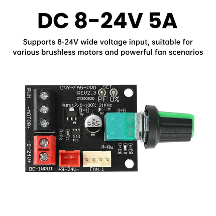 PWM Lüfterregler 4 Pin | 3 Pin 8-24V 5A – DC Fan Speed Controller mit Schalter 22kHz