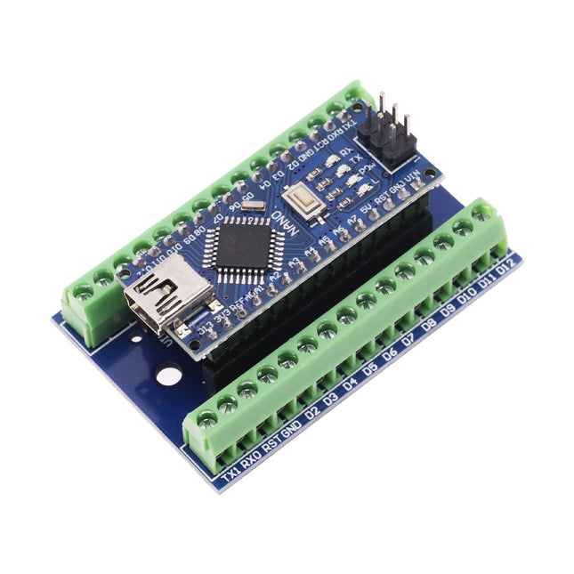 Arduino Nano V3 Set mit Breakout Board – Terminal Adapter CH340 Mini USB 2in1