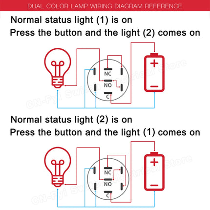16mm Bicolor LED Drucktaster Rot Grün 7-Pin Metall
