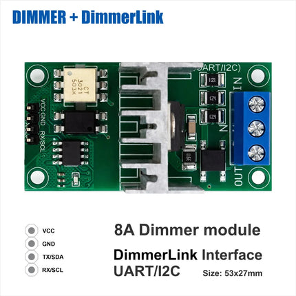 AC DimmerLink 4A 8A UART I2C 230V AC Dimmer ESP32 Arduino Raspberry Pi Licht Motor TRIAC Regler