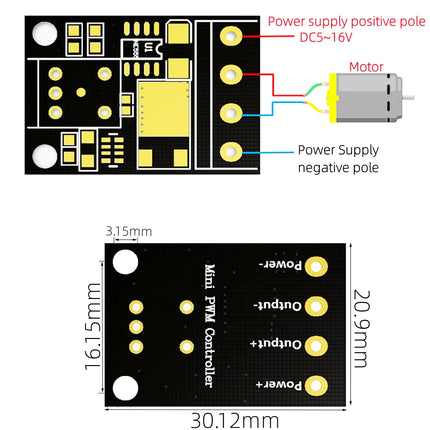 Stufenlos PWM DC Drehzahlregler & LED-Dimmer DC Motor – 5V / 12V | 10A