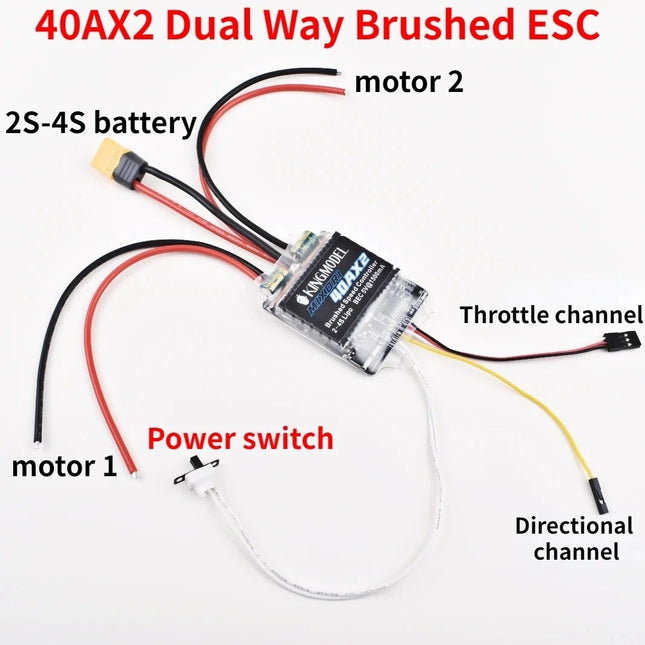 2x Dual Way Bidirektionaler 40A gebürsteter RC Motor Geschwindigkeitsregler
