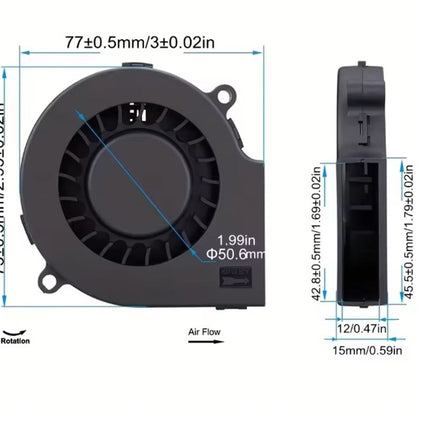 USB Radiallüfter 7515 – 5V DC Turbogebläse Bürstenlos 75mm | 3000 RPM | Für Server, PC, 3D Drucker