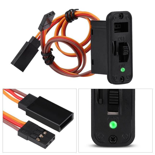 2 x Stück RC-Schalter mit LED, verbinder, JR-Stecker, Ein-Ausschalter RC Auto