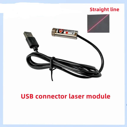 All in one USB 5mW Laser Modul mit Positionierer Halter Fokussierbar mit Netzteil adapter 230V Strahlformen:&nbsp;Punkt / Linie / Kreuz&nbsp;(wechselbare Linsen)